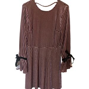 Xhilaration Burgundy and Off White Long Sleeve, Velour Dress
